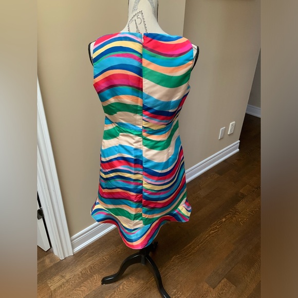 VALENTINO GARAVANI S.P.A. RED Multicolour Wave Knee Length Dress Women SZ Medium - Picture 14 of 16